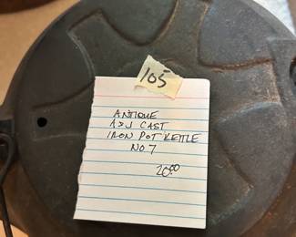 #105 Antique A & J Iron Pot Kettle NO, 7 $20.00