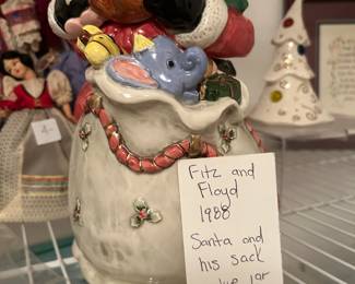 #90 Fitz and Floyd Cookie Jar Santa and his Sack $20.00