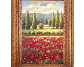 Signed poppy field painting