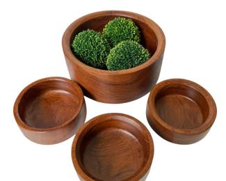 Vtg Teak Bowl Set