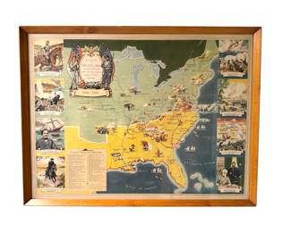 Vtg Framed Civil War Map