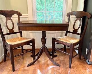 Mahogany Game Table & Two Chairs