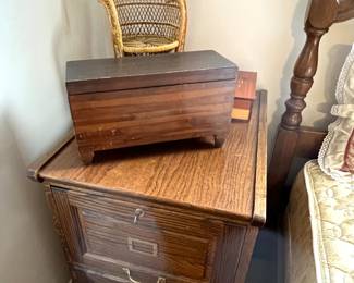 Wood File Cabinet with key 