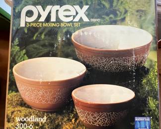 Vintage Pyrex - new in box - box has never been opened - 3 pc set- Woodland 