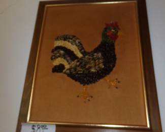 Vintage Chicken picture made of seeds