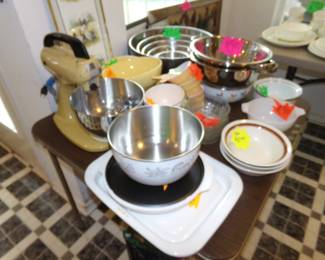 Nice Vintage Mixer on the Left - Mixing Pans