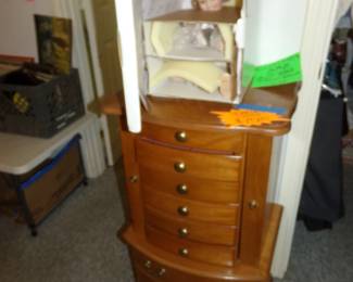 Jewelry Cabinet and Lots of Jewelry - Doll