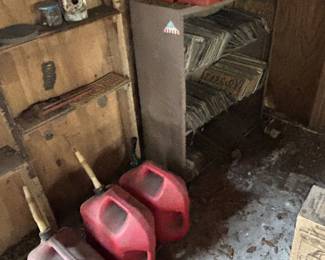 Gas cans, license plates
