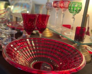 Godinger Bowl for Shannon Crystal Red Multilevel