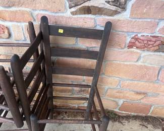 Old straight back chairs.