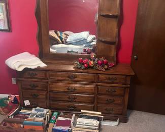 Dresser and a variety of books and diy books.