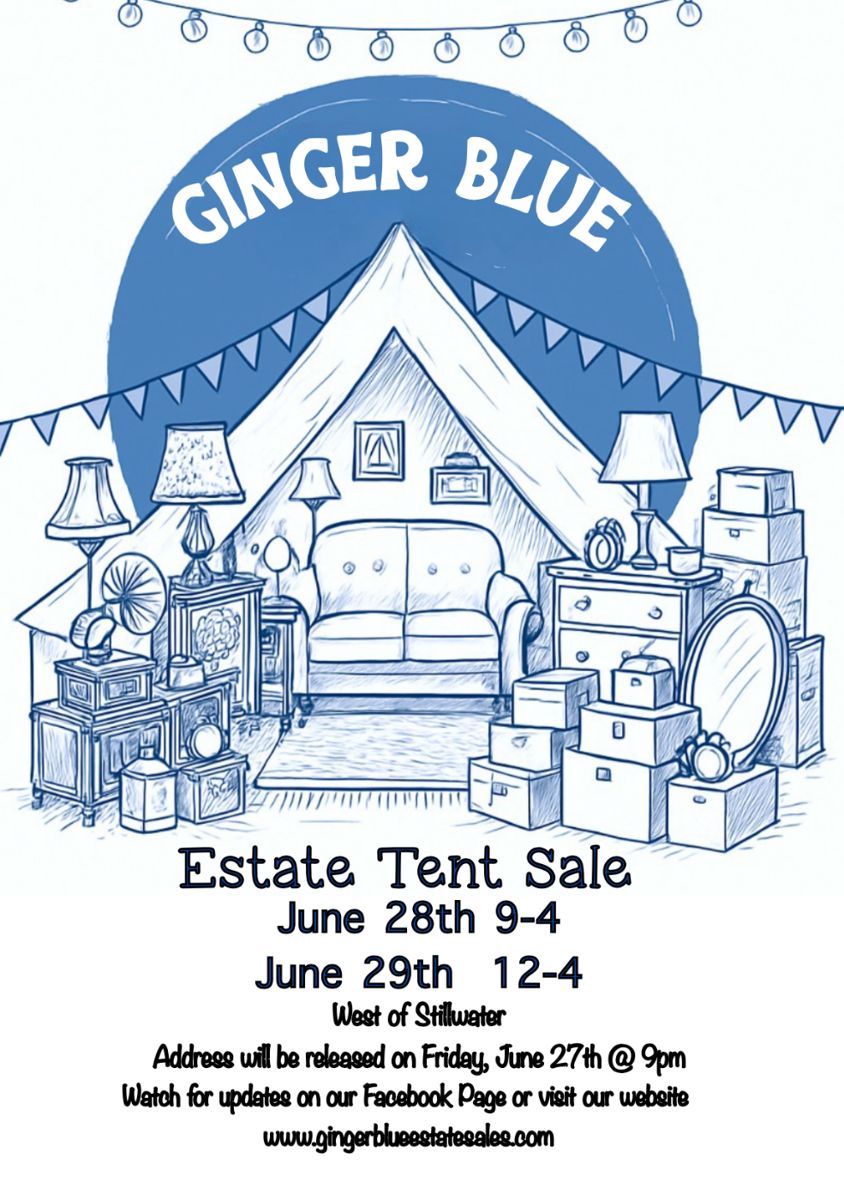 TENT ESTATE SALE
WEST STILLWATER, OK
SATURDAY, JUNE 28TH
9:00AM - 4:00PM
SUNDAY, JUNE 29TH
12:00PM - 4:00PM
* Fiestaware
* Vintage Royal Doulton Yellow Floral Plates
* Corning Ware
* Vintage Guardian Service Cookware
* Baileys Irish Cream “YUM” Mugs
* Dinning Table Chairs (Set of 4)
* Depression Glass
* Wood Welcome Signs
* Decorative Tea Cups & Plates
* Collectible Glass
* Hammered Copper Round Side Table
* Nightstand
* Medical Bed with Mattress
* Full Sized Bed
* Headboards
* Lamps
* Home Decor
* Vintage Tom & Jerry Punch Bowl Sets
* Lots of Collectibles
* Luggage & Bags
* DVD’s
* Vintage Suitcases
* Antique White Grape Poppytrail Dish Set
* Overalls
* Levi Jean Jacket
* Small Kitchen Appliances
* Baking Dishes
* Vintage Toys & Games
* Books
* Clothing
* Fabric
* Yarn
* Vintage Dolls/Toys/ Games
* Fall Decor
* Lots of Christmas Decor
* Vintage Mail Boxes
PLUS SO MUCH MORE!!