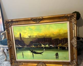 Venice Oil Painting on Ornate Wood Frame