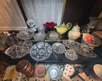 Glassware, miscellaneous pottery, vases