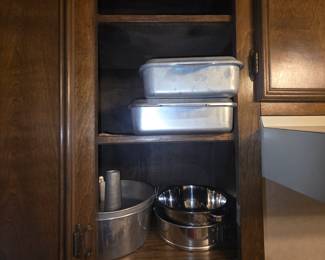 Kitchen - vintage cake pans with lids, angel food cake pan & spring pans