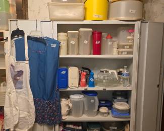 Kitchen - lots of Tupperware coffee pots, other plastic items and more!