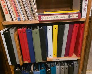 Bookshelf with binders & recipe keeper