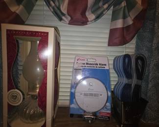 Oil lamp in original box, carbon monoxide alarm, and more!