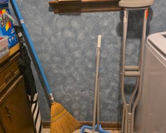 Brooms, mops, sweeper, crutches, miscellaneous