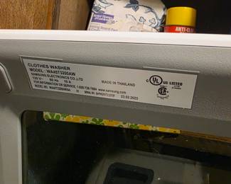 Model # & info on washer