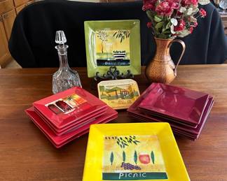 HU129Mix and Match Square Plates, Decanter And Echt Kupfer Vase