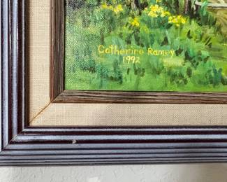 FRAMED OIL PANTING BY CATHERINE RAMEY.