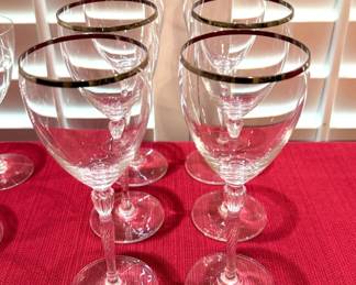 BEAUTIFUL SET OF 6 ROYAL DOULTON CRYSTAL STEMWARE.