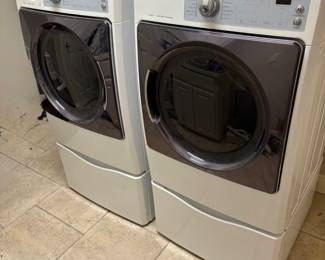 AWESOME PAIR OF KENMORE ELITE FRONT LOADING WASHER & DRYER WITH PEDESTALS.