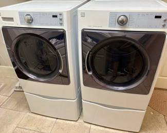 AWESOME PAIR OF KENMORE ELITE FRONT LOADING WASHER & DRYER WITH PEDESTALS.