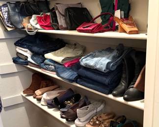 PURSES, SHOES AND JEANS.