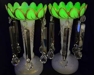 The tops of the lusters are uranium and glow under UV light.