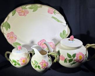 Franciscan Desert Rose Tea Pot, Platter, Cream and Sugar