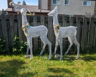 Outdoor reindeer lighted