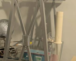 Real vista 60 in height 4 shelf Glass/Metal bookcase. Glass/Silver