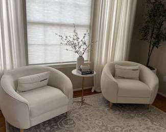 Velvet barrel chairs