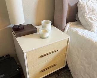 Pair of West Elm Raffia Nightstands