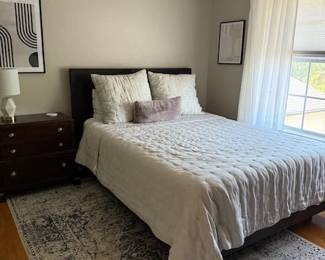 First of 3 upstairs bedrooms: Pottery Barn Queen Cayman Platform Bed with West Elm Crescent Stitch Quilts & Shams