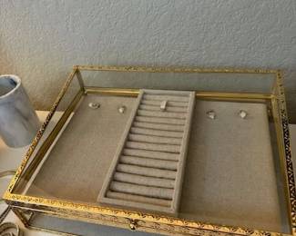 Pottery Barn Antique Gold Jewelry Display Case