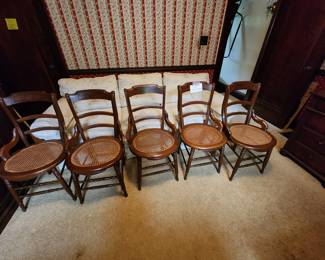 Set of 5 small,caned chairs