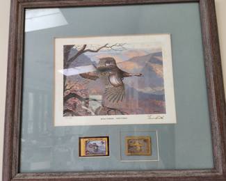 Wild Turkey print with stamps