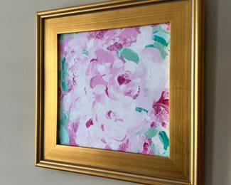 D63 - $30. Framed Floral Painting. 16x16