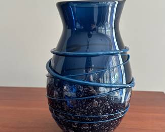 D4 - $75 - Original Hand Blown Glass by Art by Fire. Signed. 9"Tall.