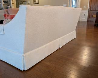 D49 - $600. Custom Upholstered Couch. Slightly off white color. Measures 85"W x 36"D x 35"H. Firm but comfy!