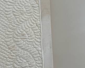 D23 - $50. Hand Quilted Art Decor. Off White. Some blemishes and off coloring. See all photos. Measures 32" square.