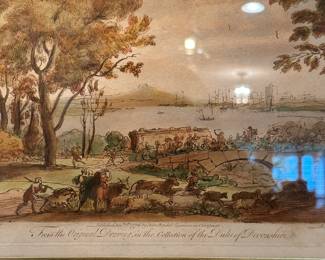D96 - $100. Beautifully Framed & Matted. Back reads "Claude Le Lorrain. Hand Colored Original Engraving. Circa 1776." #137 on the Engraving. Framed it measures 18" x 16".