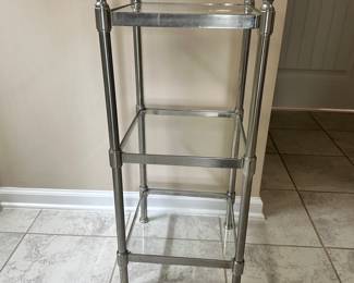 D30 - $75. Pottery Barn "Evergreen Floor Storage Cabinet". Measures 12" square x 31" tall.