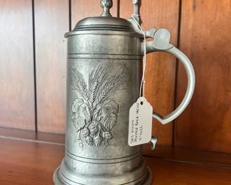 D55 - $25. SKS Pewter Beer Stein 8"Tall