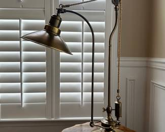D27 - $70. Pottery Barn "Glendale" Pulley Lamp. Measures 28.5" tall.
