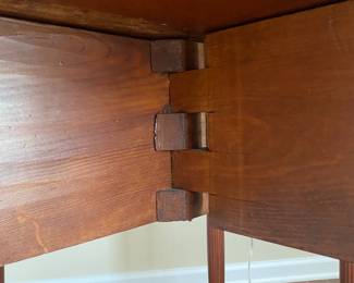 D22 - $275 - Beautiful Antique Drop Leaf Table. Measures 50 x 40.5 extended / 16 x 40.5 dropped. There is a blemish along the "seam" when dropped, but not visible when extended. Beautiful solid piece that offers lots of versatility!