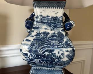 D7 - $125. Chinese Blue and White Porcelain. Shade in good condition. 29"tall.